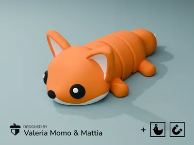 Cute Flexi Pets Fox magnet by ValeriaMomo and Mattia