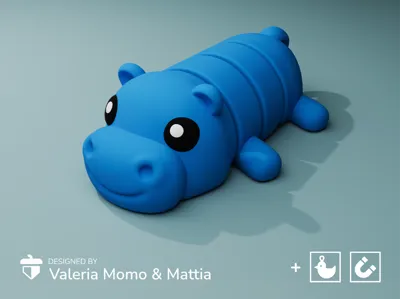 Cute Flexi Pets Hippo magnet by ValeriaMomo and Mattia