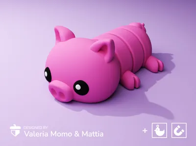 Cute Flexi Pets Pig magnet by ValeriaMomo and Mattia