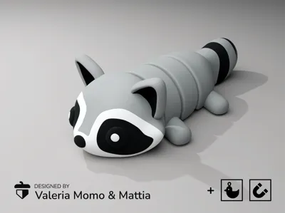Cute Flexi Pets Raccoon magnet by ValeriaMomo and Mattia