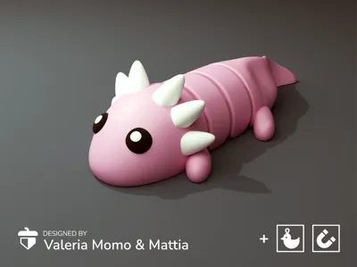 Cute Flexi Pets Axolotl magnet by ValeriaMomo and Mattia